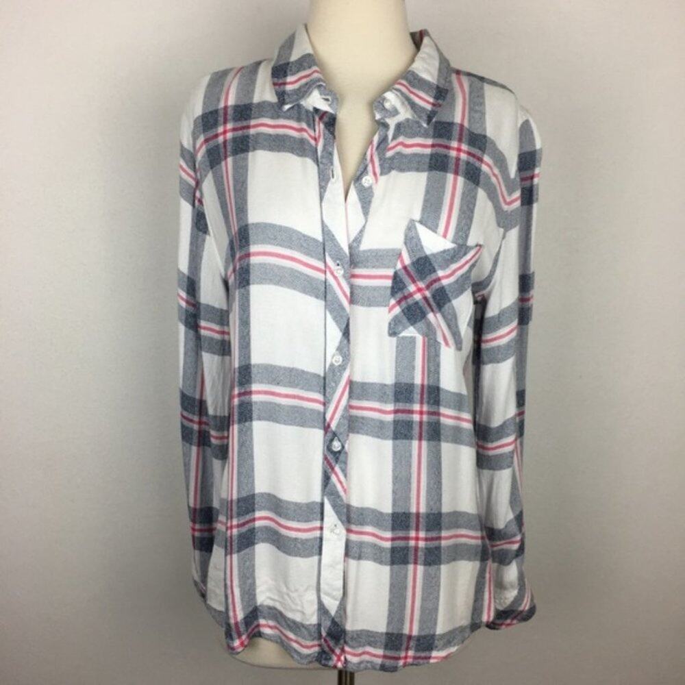 Rails Red, White And Navy Plaid Button Down Sm - image 1